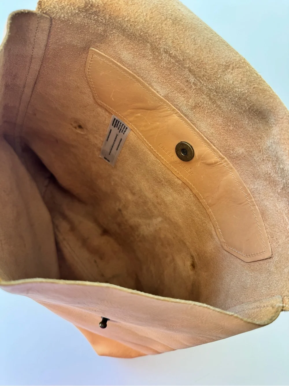 Eileen Fisher Tan Leather Roll-Top Backpack - Minimal Bag